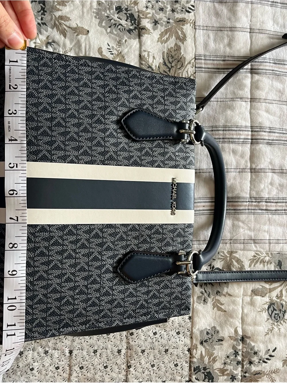 Michael Kors Navy Stripe Logo Purse and Wallet Set